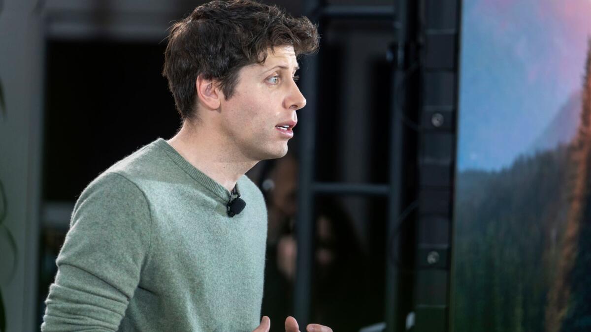 OpenAI CEO Sam Altman speaks to members of the media last month.  Since its launch in November, ChatGPT's popularity has surged as traffic to the site hit more than 1 billion visits. - AP file