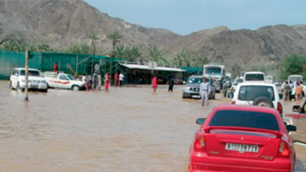 People evacuated from flooded houses in Fujairah, Ras Al Khaimah