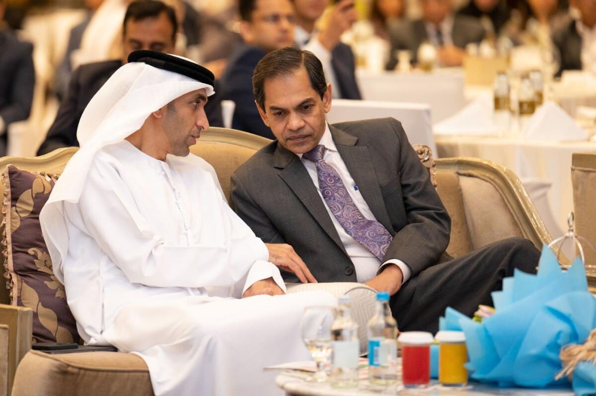 Dr Thani Bin Ahmed Al Zeyoudi, Minister of State for Foreign Trade, Ministry of Economy, UAE and Sunjay Sudhir, Ambassador of India to the UAE