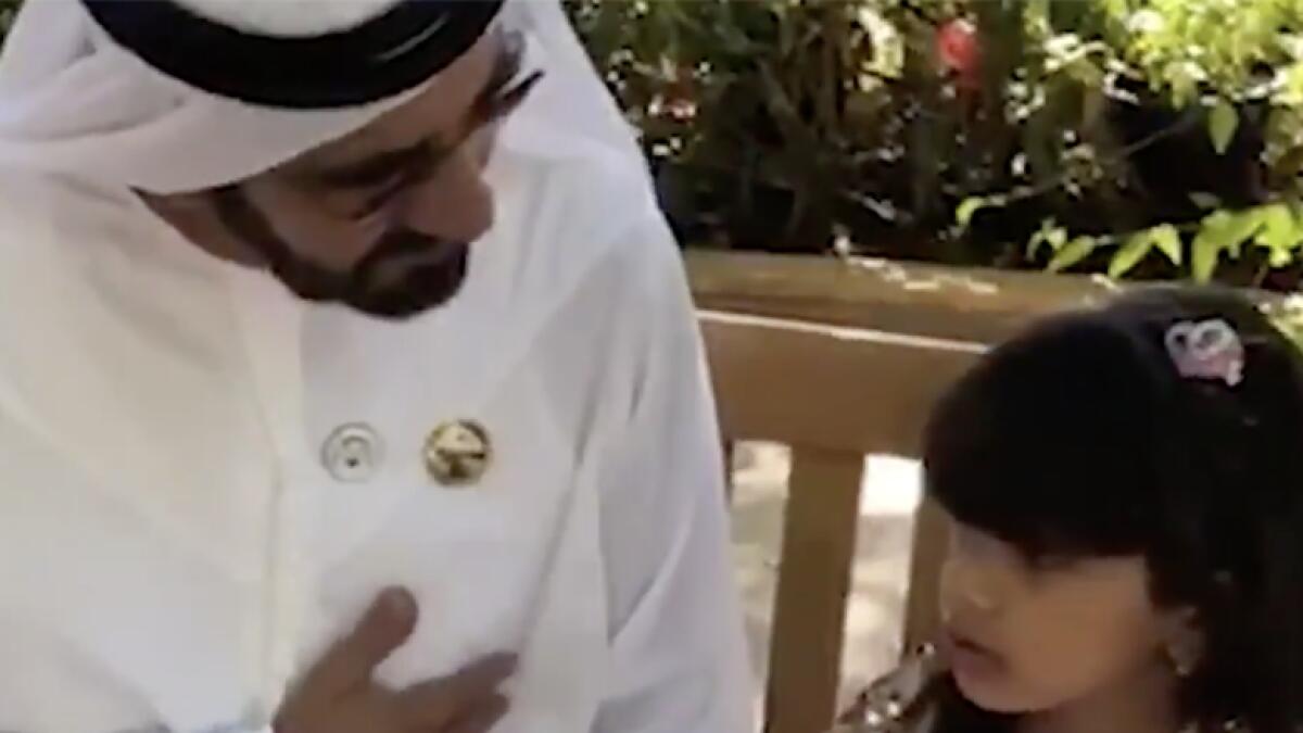 Video: Sheikh Mohammed meets girl who cried over not receiving National Day call