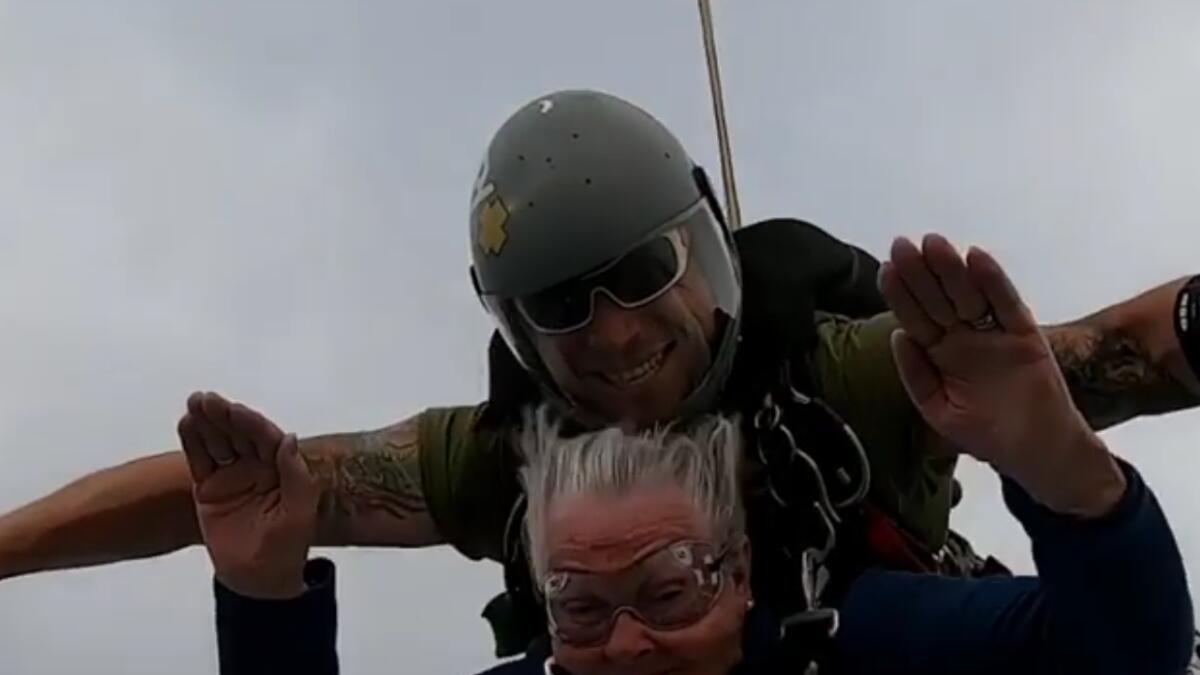 Video: 82-year-old woman goes skydiving in UAE 
