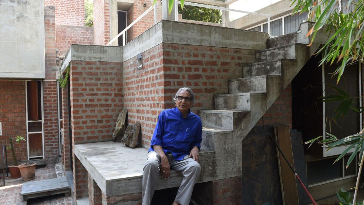 Balkrishna Vithaldas Doshi at his residence in Ahmedabad. — AFP file