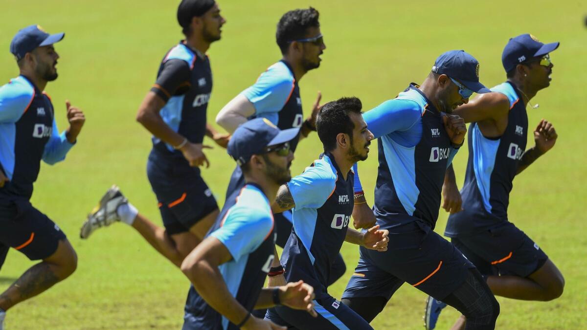 Indian players during a training session in Colombo. — Twitter