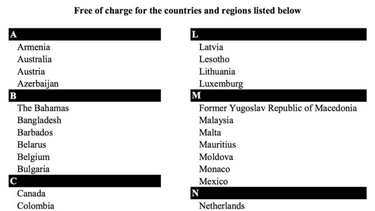 Applicants with passports from countries listed above do not need to pay the visa fees. (Source: https://www.dubai.uae.emb-japan.go.jp/itpr_en/visa_e.html)