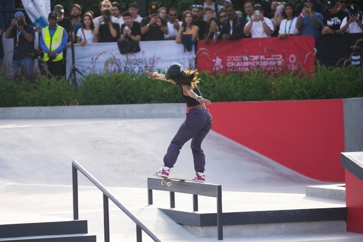 Rayssa Leal of Brazil performs at the event in Sharjah. — Supplied photo