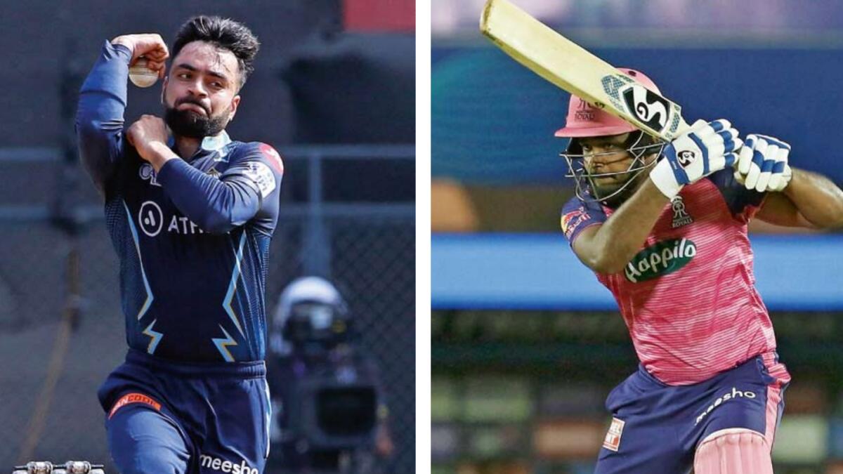 The battle between Gujarat Titans champion leg-spinner Rashid Khan and Rajasthan Royals captain Sanju Samson will be key in the middle overs. (BCCI)