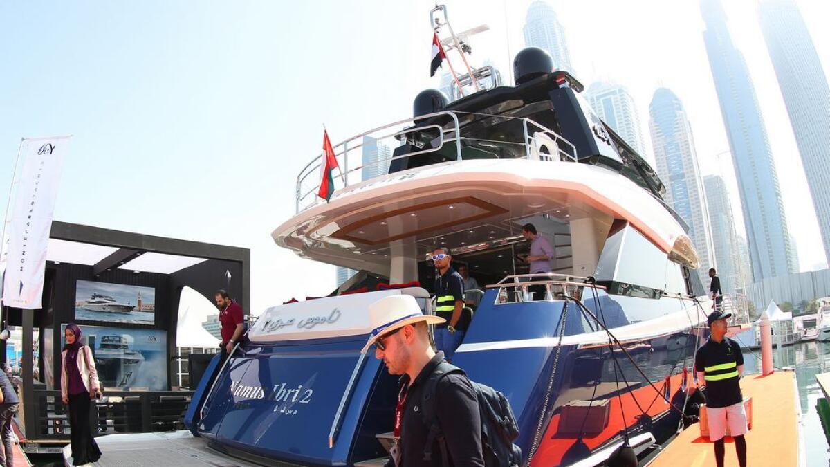 Namus Ibri 2 yacht at the Dubai International Boat Show.- Photo by Juidin Bernarrd / Khaleej Times