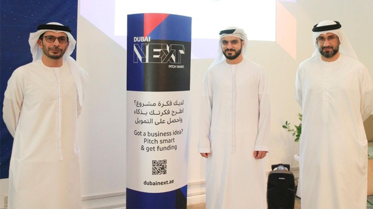 Abdul Baset Al Janahi (right), CEO of Dubai SME, and Saeed Al Marri (left), Deputy CEO, Dubai SME, with Yousuf Al Arif, Founder of Padel 26. — Supplied photo