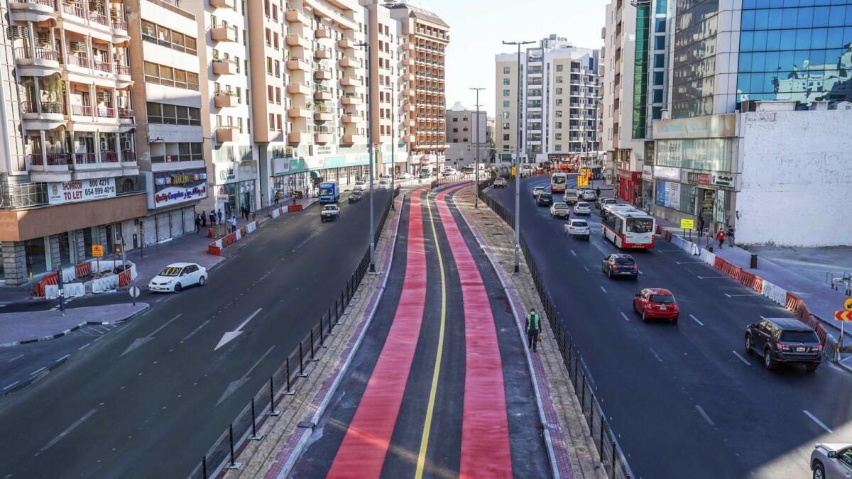 A 4.3km dedicated lane for taxis and buses on Khalid bin Al Waleed Street to be operational from January 21. — Supplied photos