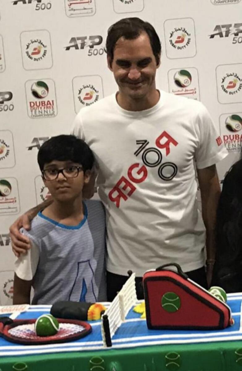 Marwan with Federer at the 2019 Dubai Tennis Championships