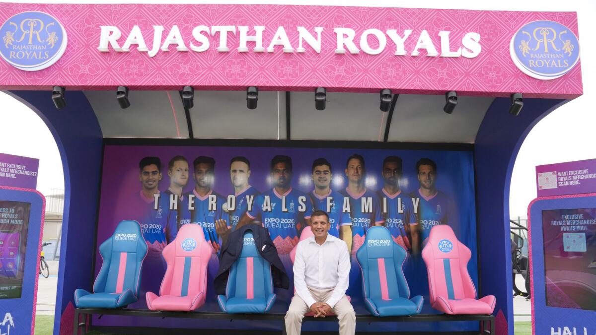 Manoj Badale at the Royals hub in the Dubai Expo. (Picture courtesy Rajasthan Royals)