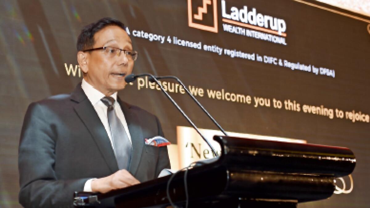 Raju Menon, Founder, Chairman and Managing Partner of Kreston Menon, speaking at the Ladderup Wealth International launch event.