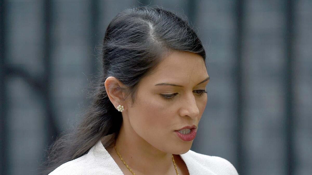 Priti Patel, now Britain's interior minister, leaves after a cabinet meeting in Downing Street in central London, Britain on June 27, 2016.