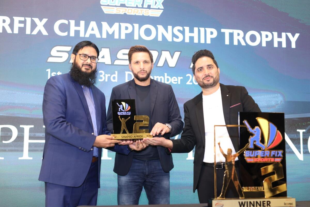 Shahid Afridi at the Superfix Championship opening ceremony. — Supplied photo