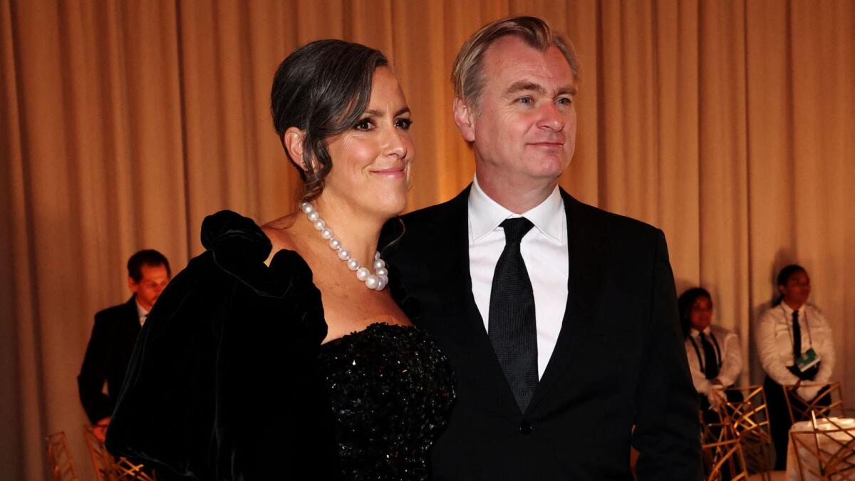 Christopher Nolan and Emma Thomas attend the 81st Annual Golden Globe Awards in Beverly Hills, California on January 7, 2024. Photo: Reuters