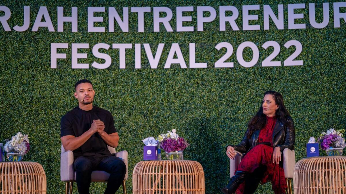 Steven Barlett, a serial entrepreneurs, social media marketing guru and top podcast host, sharing his experience on day two of the sixth edition of the Sharjah Entrepreneurship Festival 2022. — Supplied photo 