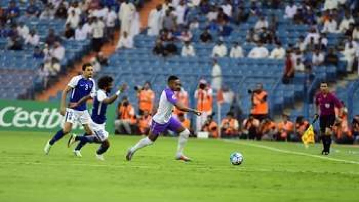 Al Ains Caio in action during the AFC Champions League quarters match against Al Hilal at King Fahd International Stadium in Riyadh on Monday night.- Supplied photo