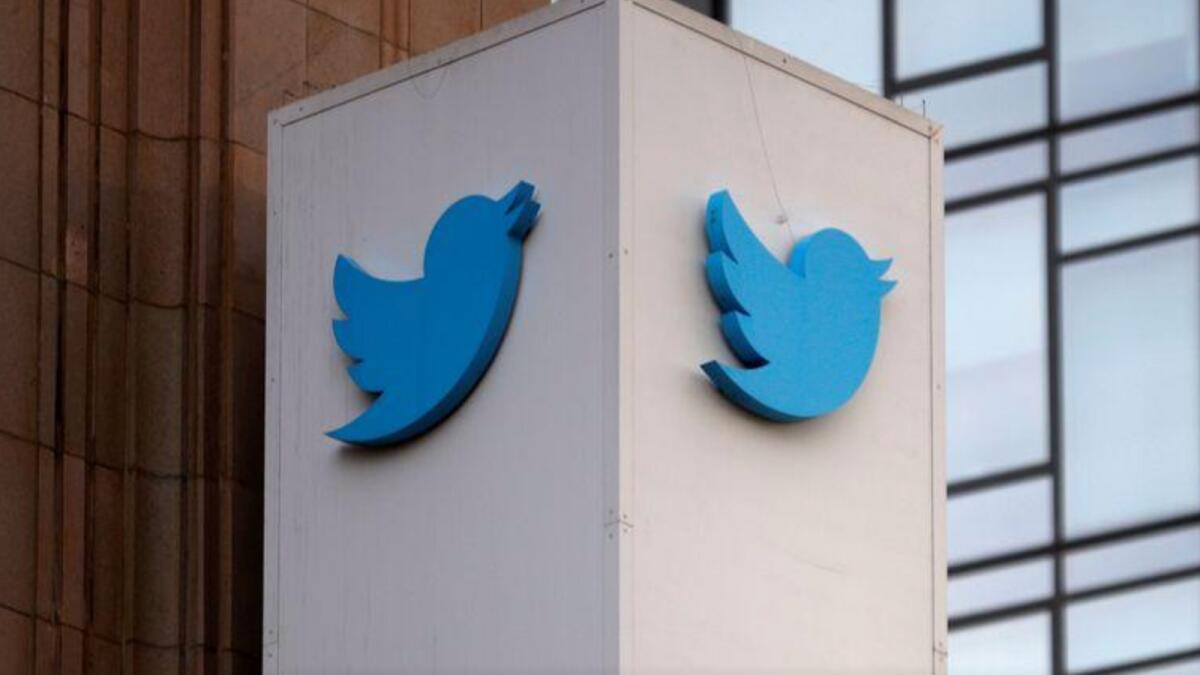 Twitter logo outside the company headquarters in San Francisco. — Reuters file