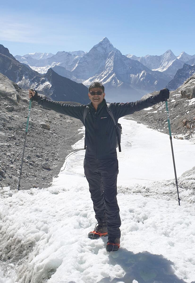 Dr Thiagarajan Jaiganesh on a glacier walk