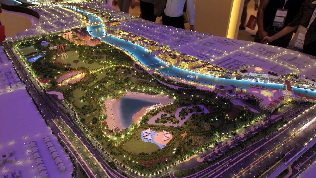 A model of the Dubai Water Canal along Safa Park.