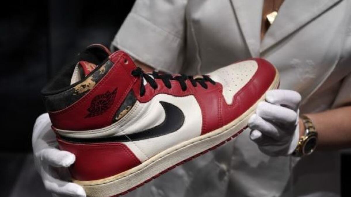 The sneakers were a pair of Air Jordan 1 Highs that the NBA megastar wore during a 1985 exhibition match in Italy. (AFP)