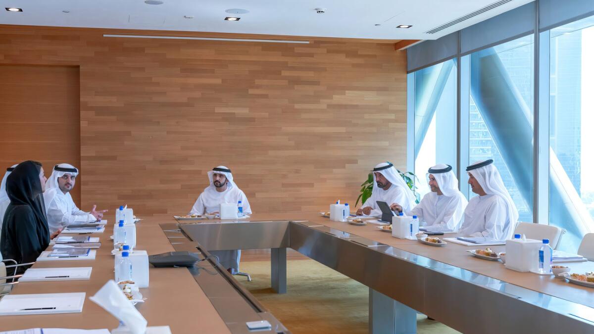 Sheikh Hamdan bin Mohammed bin Rashid Al Maktoum, Crown Prince of Dubai, Chairman of The Executive Council of Dubai, Chairman of ICD, chairs the board meeting in Dubai on Wednesday. — Wam
