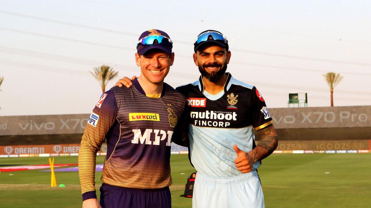 RCB skipper Virat Kohli is desperate to end his IPL trophy drought and KKR captain Eoin Morgan has been tactically brilliant despite his poor form with the bat. (BCCI)