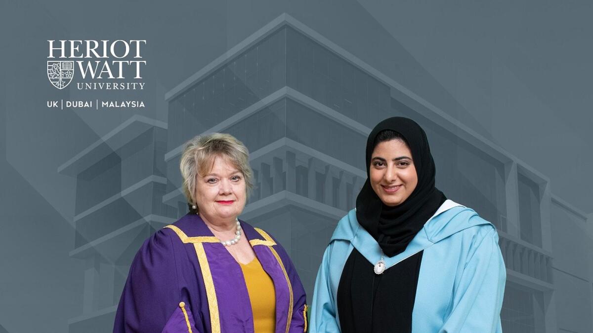Professor Dame Heather McGregor, provost and vice-principal of Heriot-Watt University Dubai, along with Sheikha Shamma bint Sultan bin Khalifa Al Nahyan, president and CEO of UAE Independent Climate Change Accelerators (UICCA).