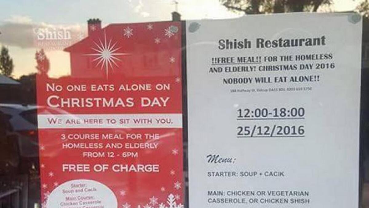   Muslim restaurant offers free meals to homeless, elderly on Christmas 