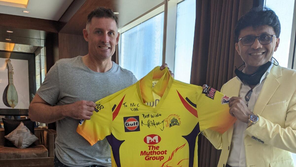 Michael Hussey with Anis Sajan. (Supplied photo)