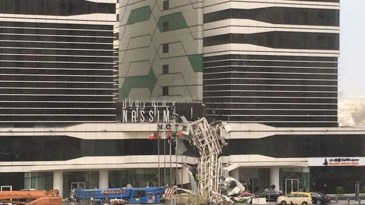Hotel lightning pole, not crane crashed on stormy weekend
