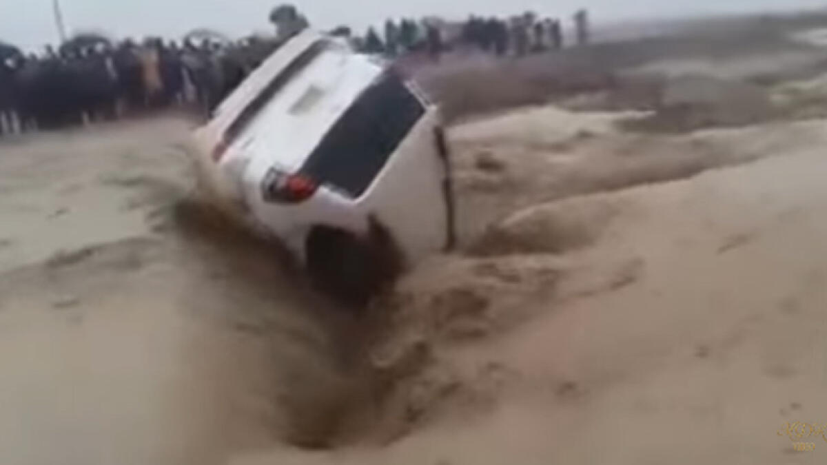 Watch: Car swept away in Saudi Arabia floods