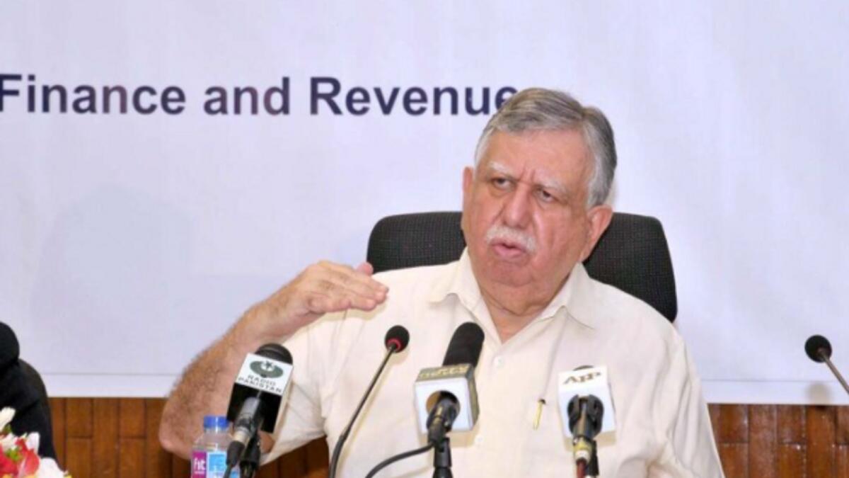 Federal Minister for Finance and Revenue Shaukat Tarin addressing a post-budget press conference in Islamabad on Saturday. — APP