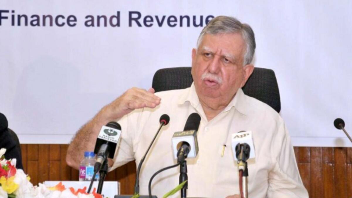 Federal Minister for Finance and Revenue Shaukat Tarin addressing a post-budget press conference in Islamabad on Saturday. — APP