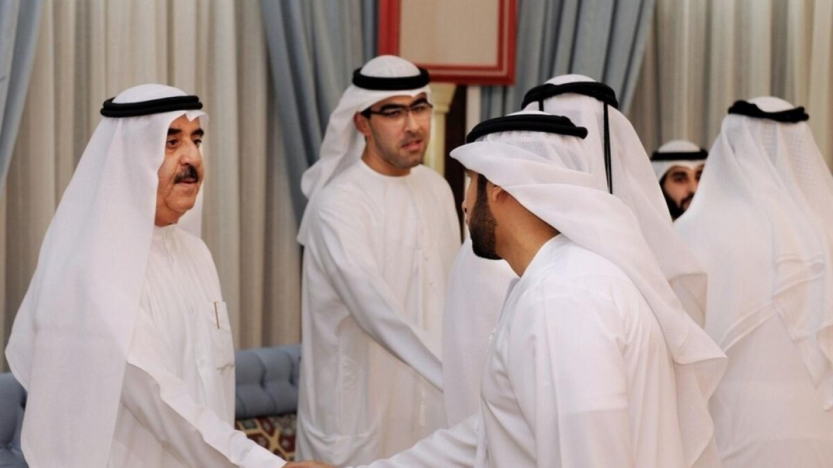 His Highness Shaikh Saud bin Rashid Al Mu’alla, Member of Supreme Council and Ruler of Umm Al Quwain, meets well-wishers during Ramadan. Wam
