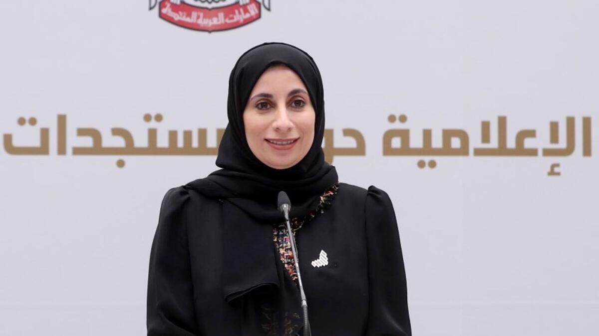 Dr Farida Al Hosani at a Covid-19 media briefing. —Wam