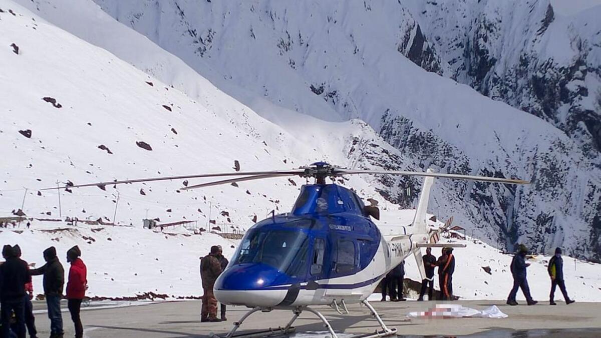 An official of the Uttarakhand Civil Aviation Agency was hit by the rear fan of the helicopter in Kedarnath, Uttarakhand. — PTI