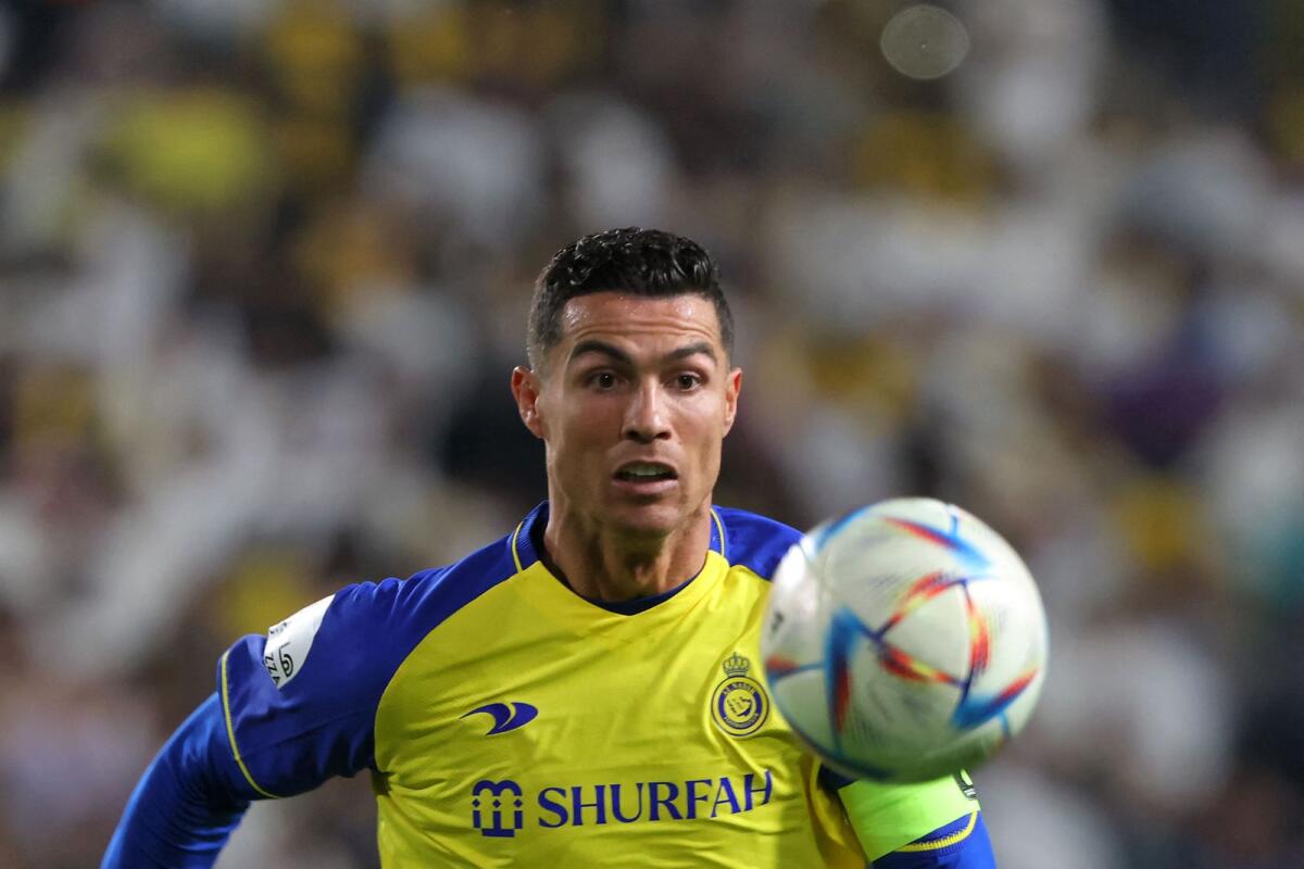 Al Nassr's Cristiano Ronaldo during the King Cup quarterfinal match against Abha at Mrsool Park Stadium in Riyadh on March 14. — AFP