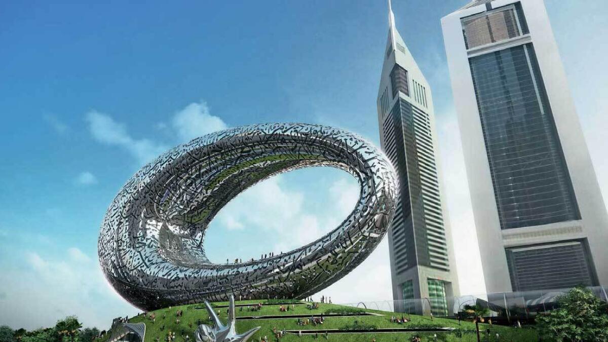 An artist’s impression of the Museum of the Future, which will be home to tomorrow’s trends and opportunities. 