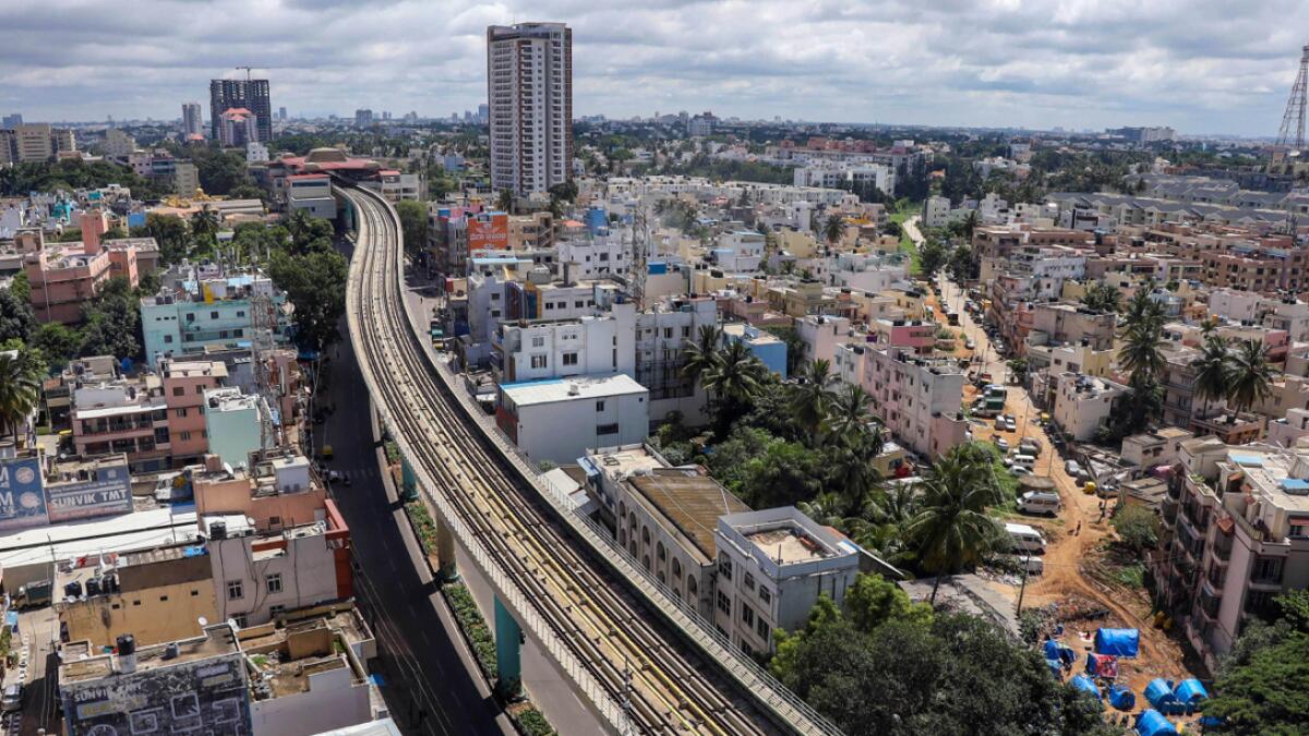 An aerial view during the 'Sunday lockdown' announced by the state government to curb the spread of coronavirus, in Bengaluru, Sunday, July 12, 2020. Photo: PTI