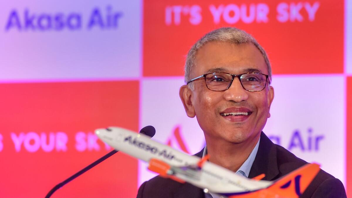 Akasa Air CEO Vinay Dube speaks during a press conference in New Delhi. - PTI file