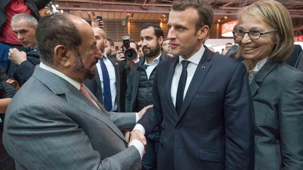 Sheikh Sultan, Macron, visit Sharjah pavilion at Paris Book Fair