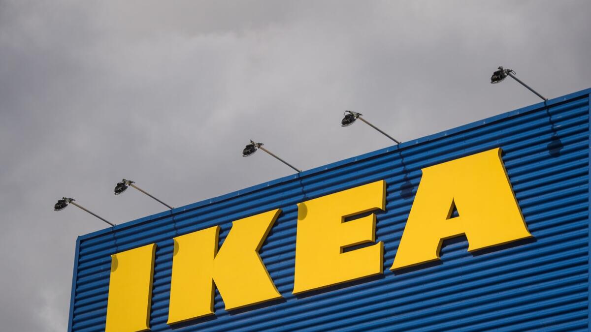 (FILES) In this file photo taken on March 30, 2016 the logo of IKEA is pictured outside Europe's biggest Ikea store in Kungens Kurva, south-west of Stockholm on March 30, 2016. Photo: AFP