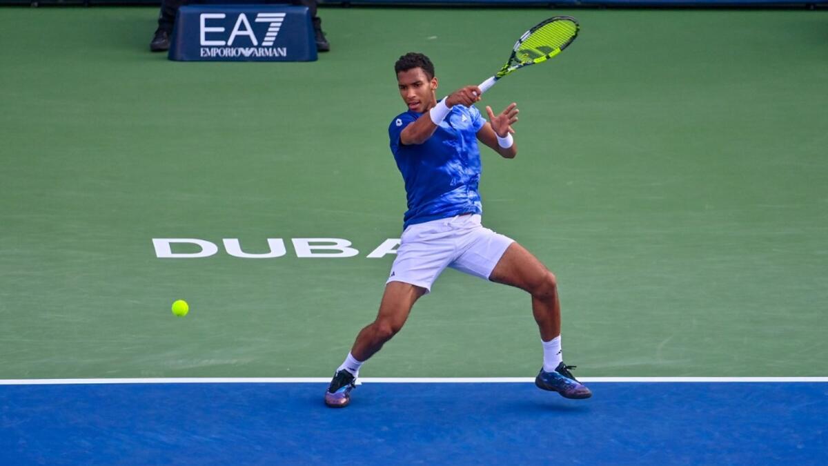 Canadian fourth seed Felix Auger-Aliassime in action against Maxime Cressy on Tuesday. — Photo by M. Sajjad