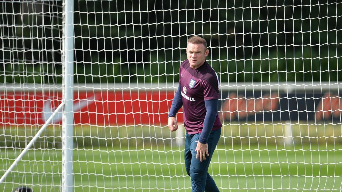 Wayne Rooney during a team training session on Monday. 