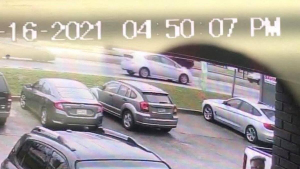 This screenshot of surveillance footage shows the suspect in a multiple shooting, on Hwy 92 near Bells Ferry Road, outside Atlanta, Georgia.