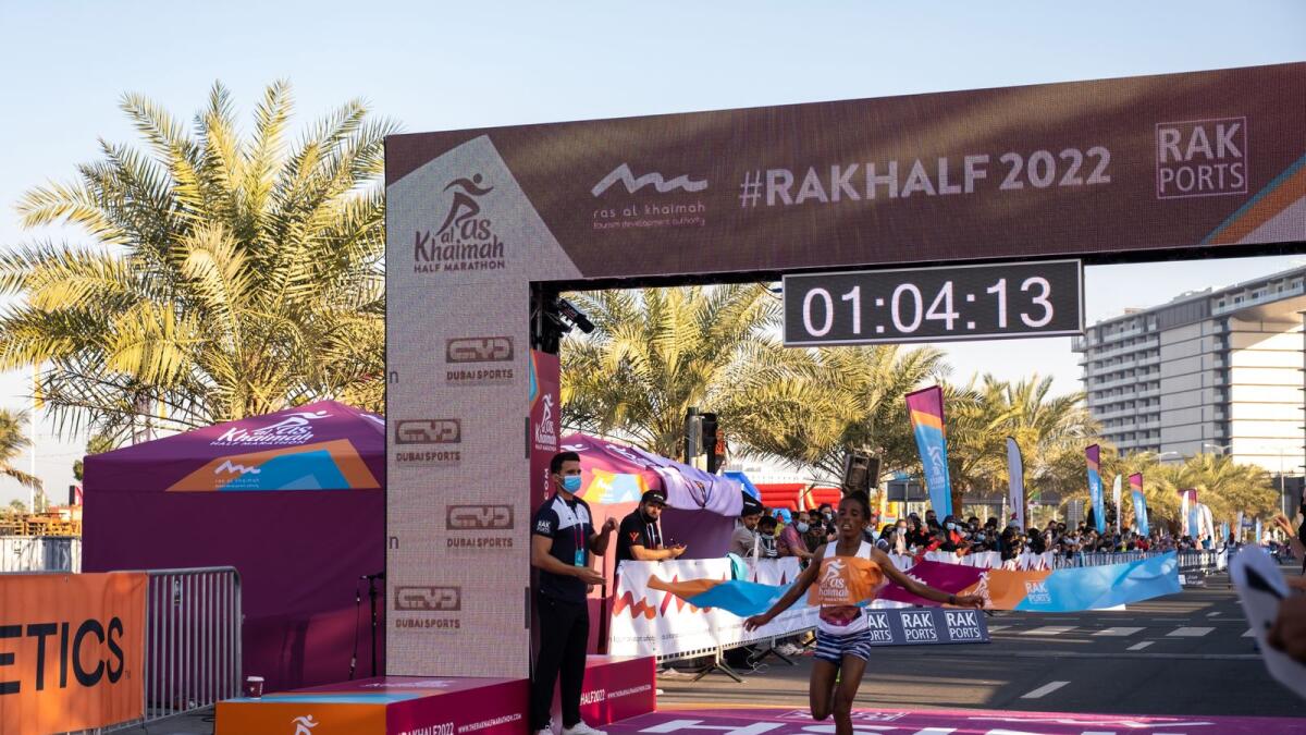 Girmawit Gebrzihair wins the women's race at the Ras Al Khaimah Half Marathon. (Supplied photo)