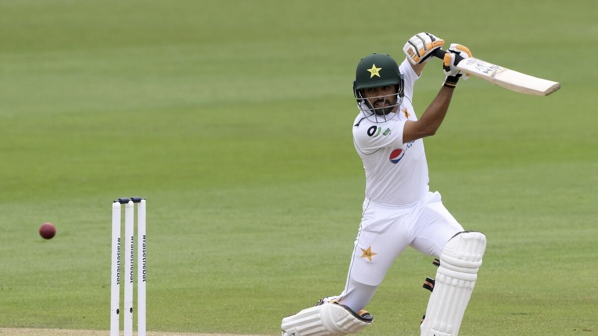 Pakistan's Babar Azam bats during the second day of the second Test against England