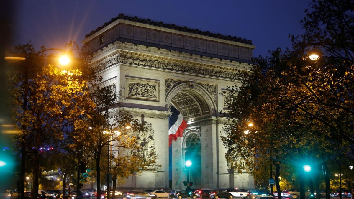 A view shows the Arc de Triomphe in Paris, France, October 27, 2020.