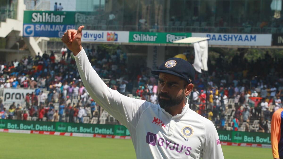 Virat Kohli acknowledges the crowd after India's win over England in the second Test. (BCCI)